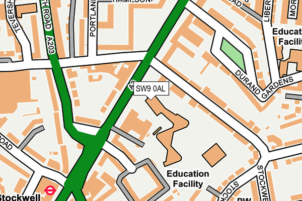SW9 0AL map - OS OpenMap – Local (Ordnance Survey)