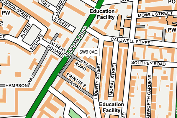 SW9 0AQ map - OS OpenMap – Local (Ordnance Survey)