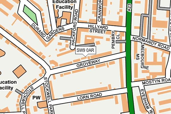 SW9 0AR map - OS OpenMap – Local (Ordnance Survey)