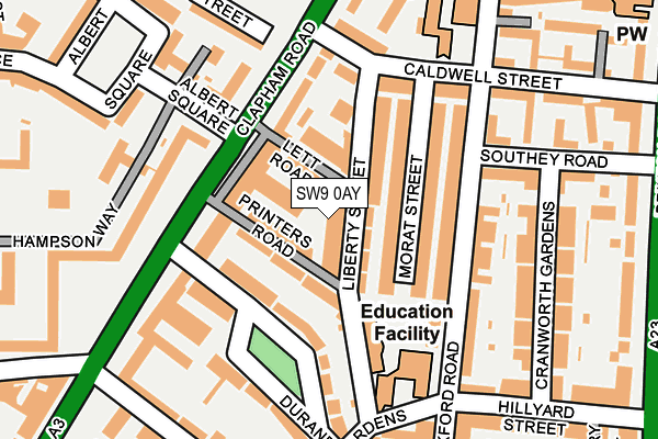 SW9 0AY map - OS OpenMap – Local (Ordnance Survey)