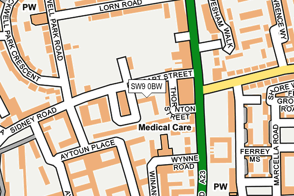SW9 0BW map - OS OpenMap – Local (Ordnance Survey)