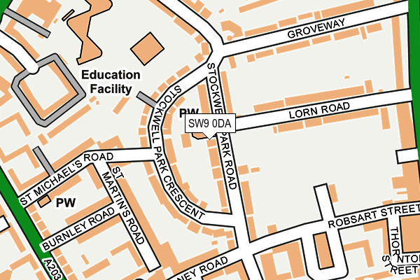 SW9 0DA map - OS OpenMap – Local (Ordnance Survey)