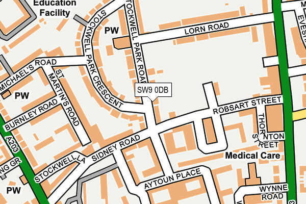 SW9 0DB map - OS OpenMap – Local (Ordnance Survey)