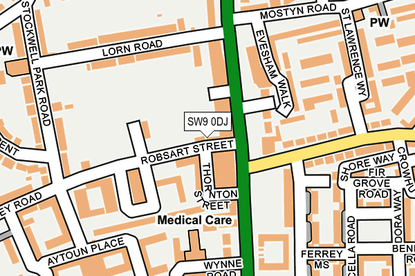 SW9 0DJ map - OS OpenMap – Local (Ordnance Survey)
