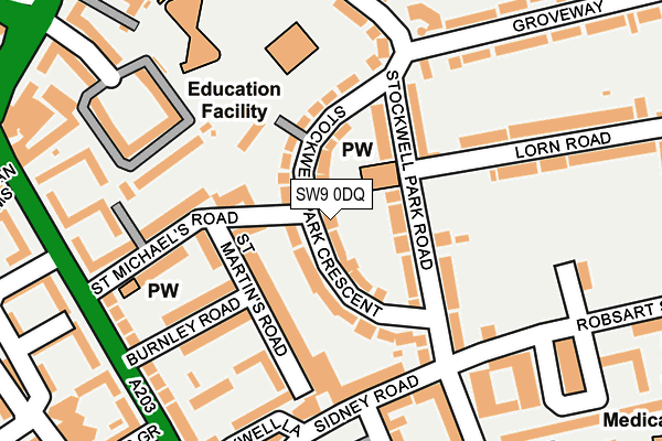 SW9 0DQ map - OS OpenMap – Local (Ordnance Survey)