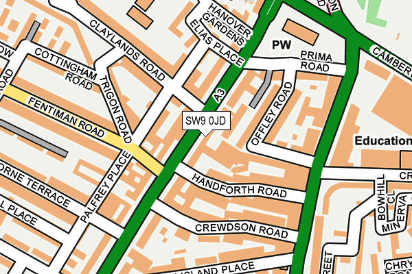 SW9 0JD map - OS OpenMap – Local (Ordnance Survey)