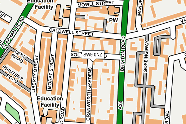 SW9 0NZ map - OS OpenMap – Local (Ordnance Survey)