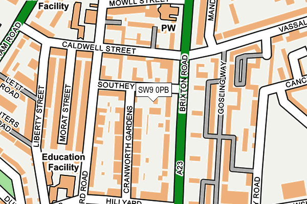 SW9 0PB map - OS OpenMap – Local (Ordnance Survey)