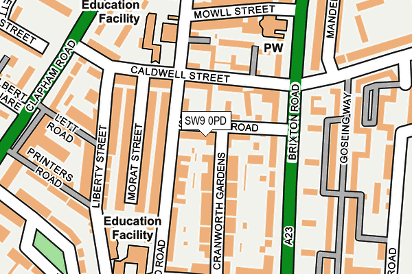 SW9 0PD map - OS OpenMap – Local (Ordnance Survey)