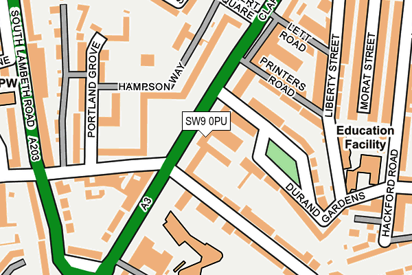 SW9 0PU map - OS OpenMap – Local (Ordnance Survey)