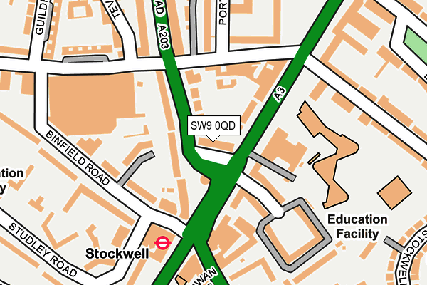 SW9 0QD map - OS OpenMap – Local (Ordnance Survey)