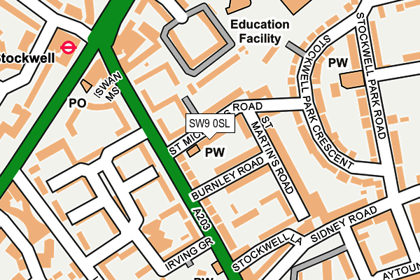 SW9 0SL map - OS OpenMap – Local (Ordnance Survey)