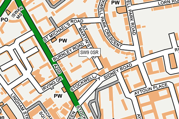 SW9 0SR map - OS OpenMap – Local (Ordnance Survey)