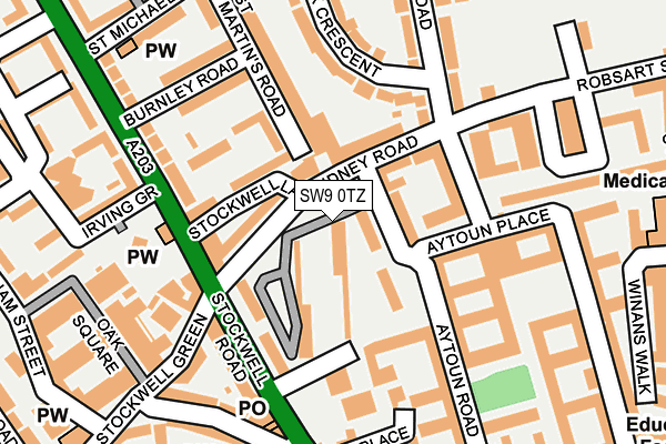 SW9 0TZ map - OS OpenMap – Local (Ordnance Survey)