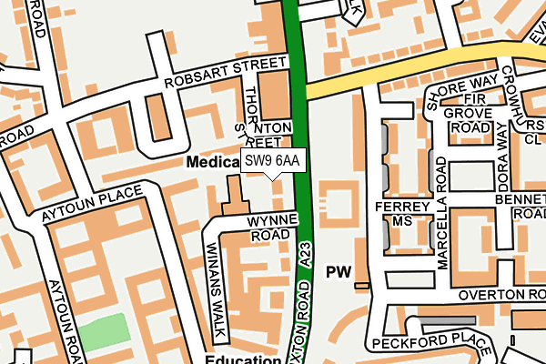 SW9 6AA map - OS OpenMap – Local (Ordnance Survey)