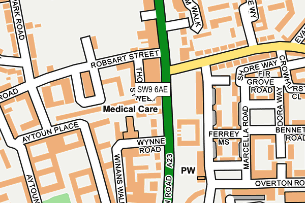 SW9 6AE map - OS OpenMap – Local (Ordnance Survey)