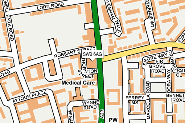 SW9 6AG map - OS OpenMap – Local (Ordnance Survey)