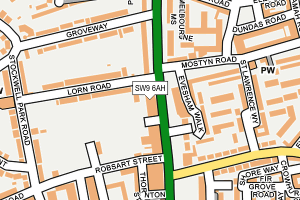 SW9 6AH map - OS OpenMap – Local (Ordnance Survey)