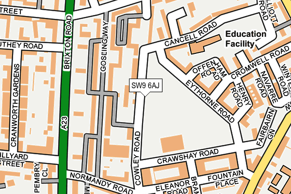 SW9 6AJ map - OS OpenMap – Local (Ordnance Survey)