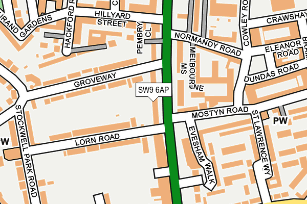 SW9 6AP map - OS OpenMap – Local (Ordnance Survey)