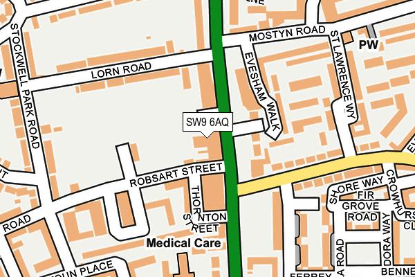 SW9 6AQ map - OS OpenMap – Local (Ordnance Survey)