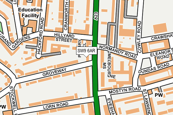 SW9 6AR map - OS OpenMap – Local (Ordnance Survey)