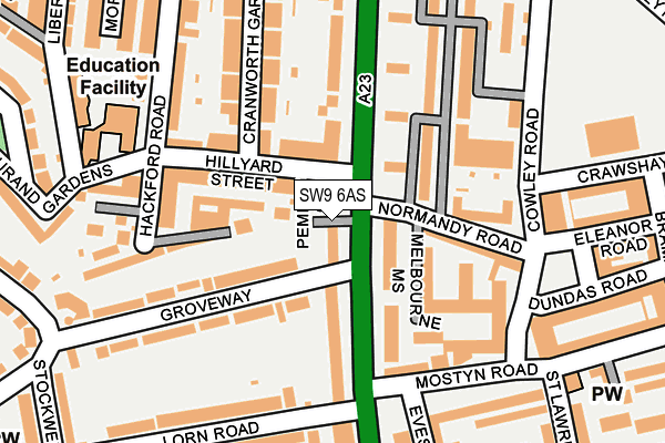 SW9 6AS map - OS OpenMap – Local (Ordnance Survey)