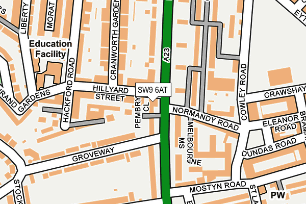 SW9 6AT map - OS OpenMap – Local (Ordnance Survey)
