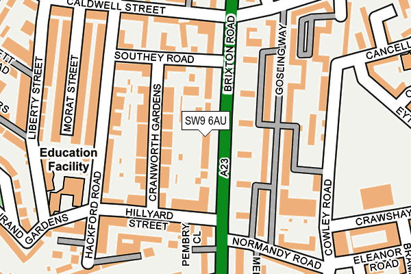 SW9 6AU map - OS OpenMap – Local (Ordnance Survey)