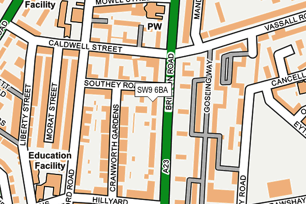 SW9 6BA map - OS OpenMap – Local (Ordnance Survey)