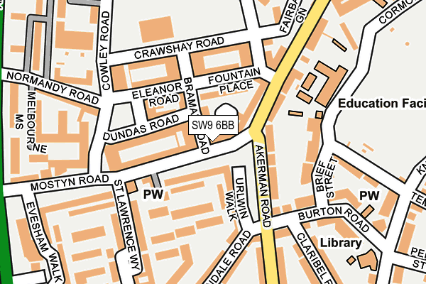 SW9 6BB map - OS OpenMap – Local (Ordnance Survey)