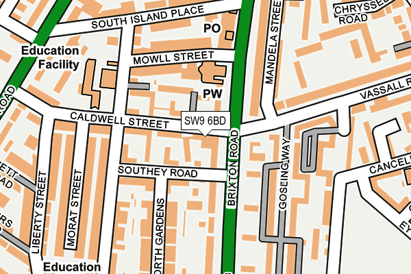 SW9 6BD map - OS OpenMap – Local (Ordnance Survey)