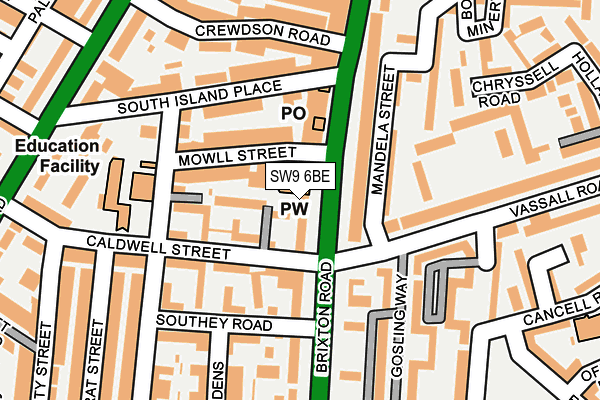 SW9 6BE map - OS OpenMap – Local (Ordnance Survey)