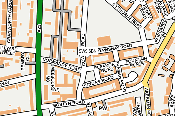 SW9 6BN map - OS OpenMap – Local (Ordnance Survey)
