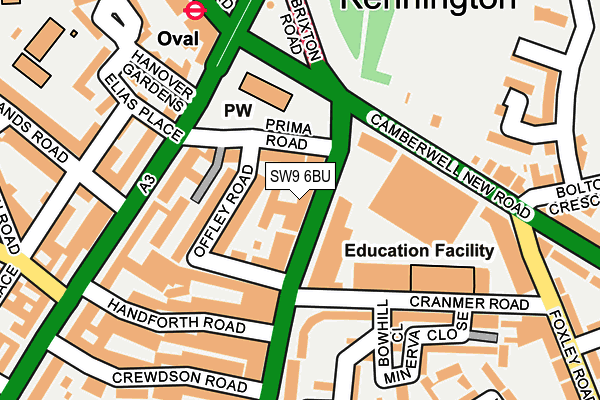 SW9 6BU map - OS OpenMap – Local (Ordnance Survey)