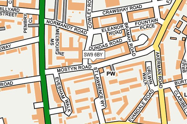 SW9 6BY map - OS OpenMap – Local (Ordnance Survey)