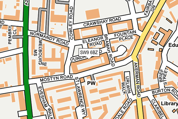 SW9 6BZ map - OS OpenMap – Local (Ordnance Survey)