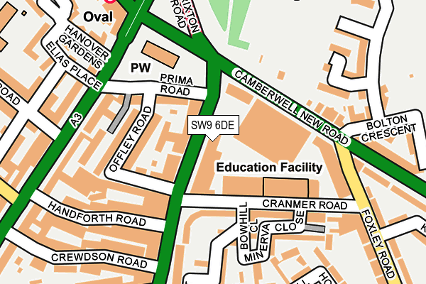 SW9 6DE map - OS OpenMap – Local (Ordnance Survey)