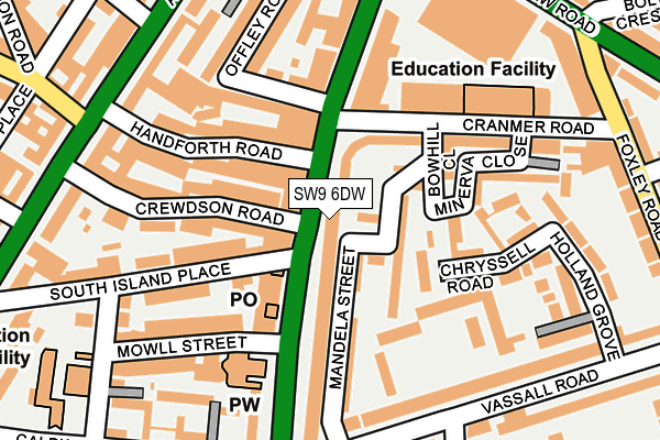 SW9 6DW map - OS OpenMap – Local (Ordnance Survey)