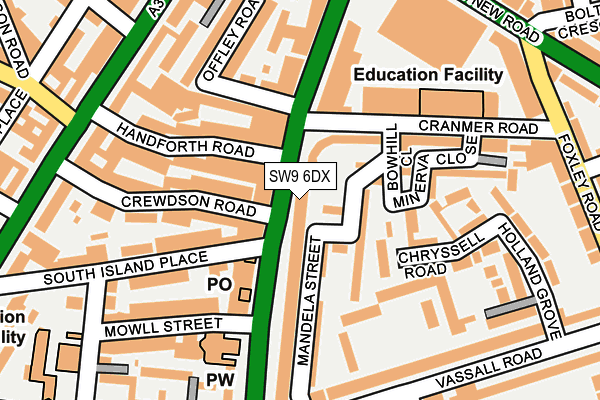 SW9 6DX map - OS OpenMap – Local (Ordnance Survey)