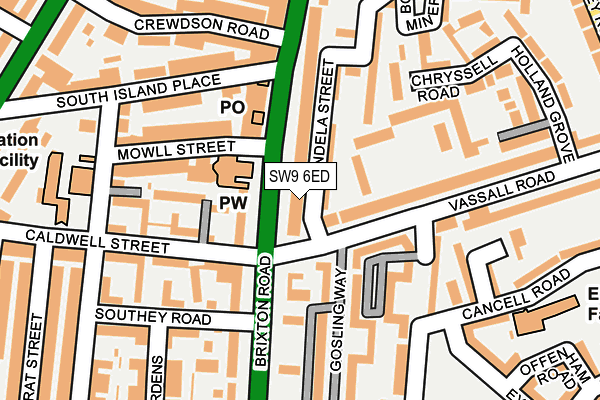 SW9 6ED map - OS OpenMap – Local (Ordnance Survey)