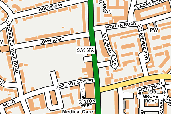 SW9 6FA map - OS OpenMap – Local (Ordnance Survey)