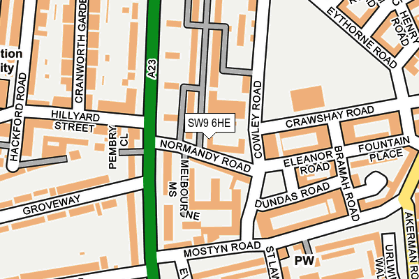 SW9 6HE map - OS OpenMap – Local (Ordnance Survey)