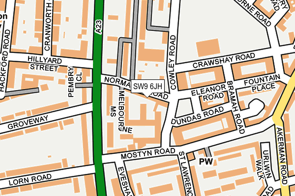 SW9 6JH map - OS OpenMap – Local (Ordnance Survey)