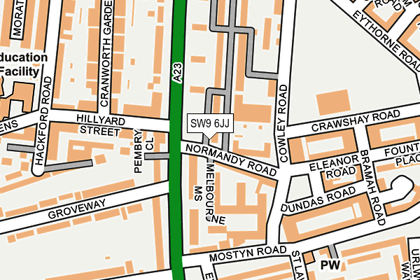 SW9 6JJ map - OS OpenMap – Local (Ordnance Survey)