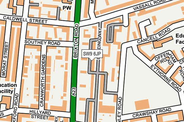 SW9 6JP map - OS OpenMap – Local (Ordnance Survey)