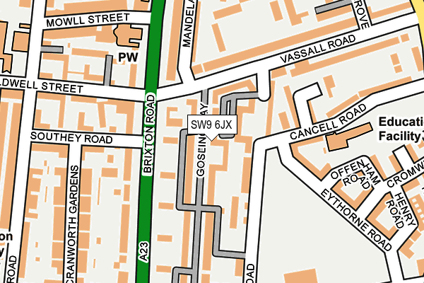 SW9 6JX map - OS OpenMap – Local (Ordnance Survey)