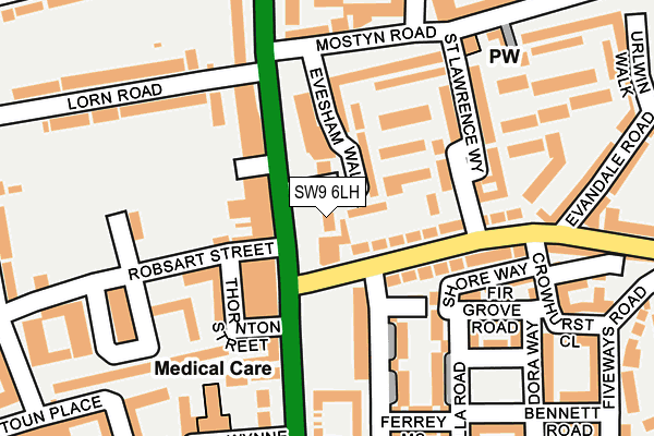 SW9 6LH map - OS OpenMap – Local (Ordnance Survey)