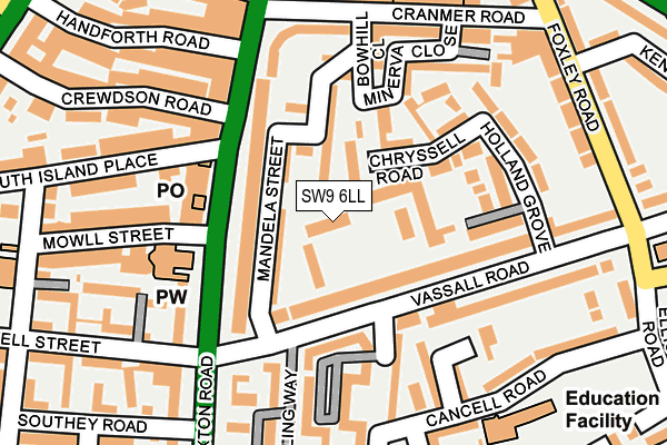 SW9 6LL map - OS OpenMap – Local (Ordnance Survey)