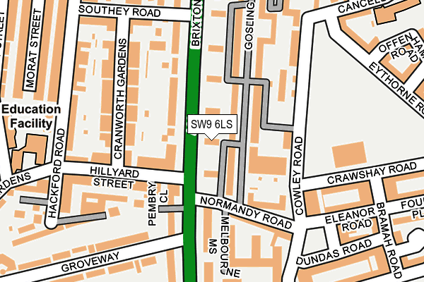 SW9 6LS map - OS OpenMap – Local (Ordnance Survey)